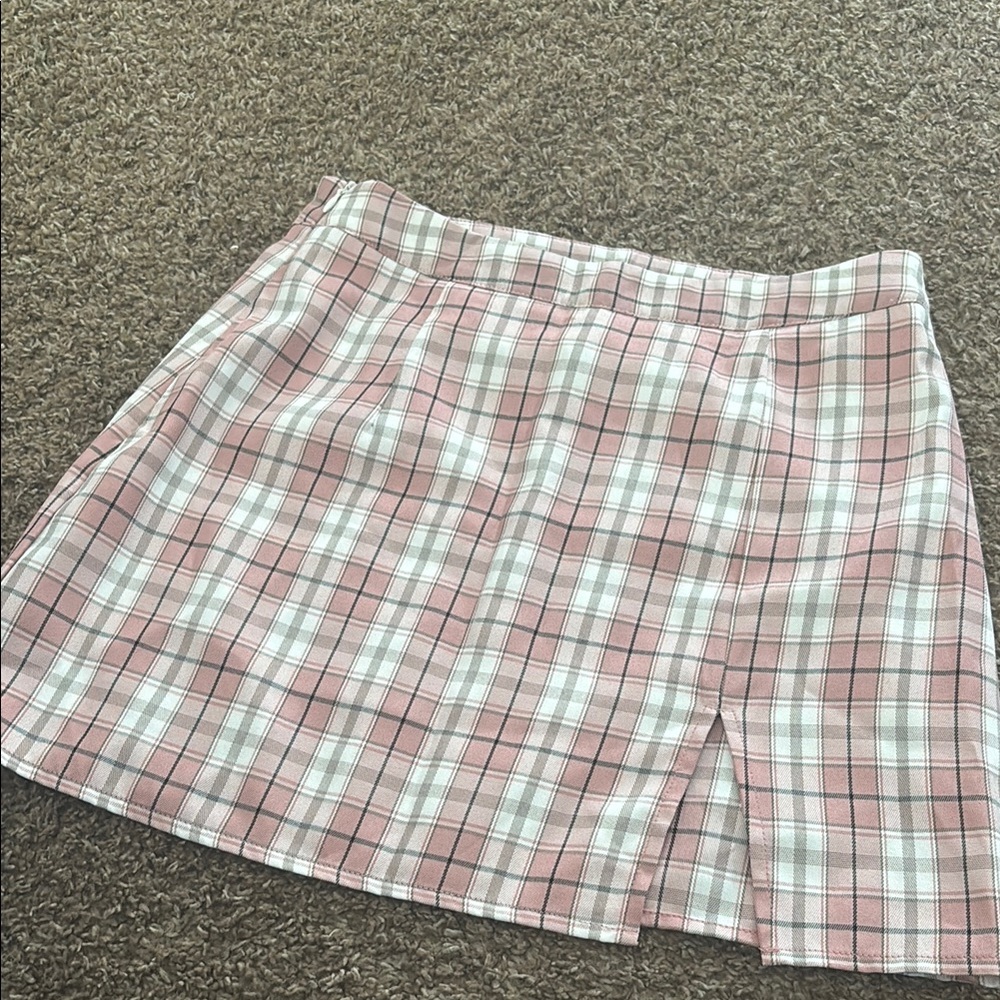 Shein Pink Plaid Skirt